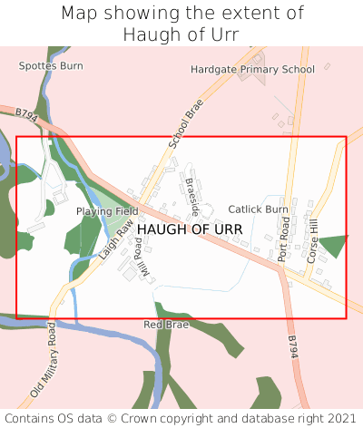 Map showing extent of Haugh of Urr as bounding box