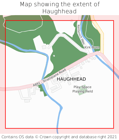 Map showing extent of Haughhead as bounding box