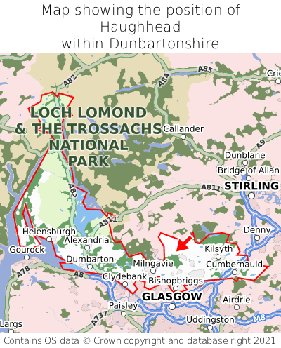 Map showing location of Haughhead within Dunbartonshire