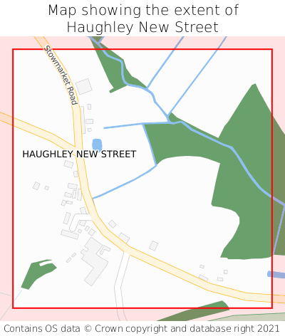 Map showing extent of Haughley New Street as bounding box