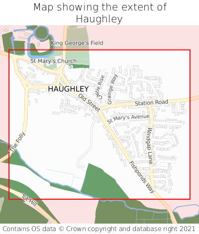 Map showing extent of Haughley as bounding box
