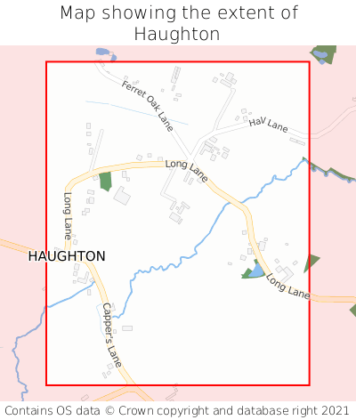 Map showing extent of Haughton as bounding box