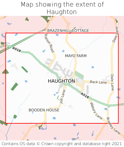 Map showing extent of Haughton as bounding box