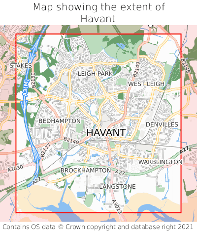 Map showing extent of Havant as bounding box