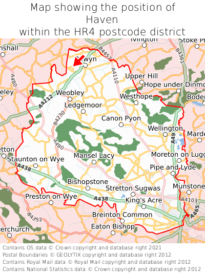 Map showing location of Haven within HR4