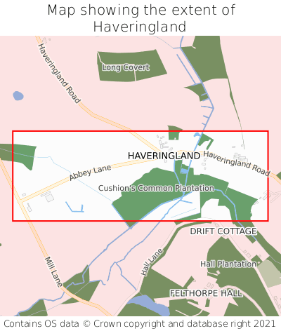 Map showing extent of Haveringland as bounding box