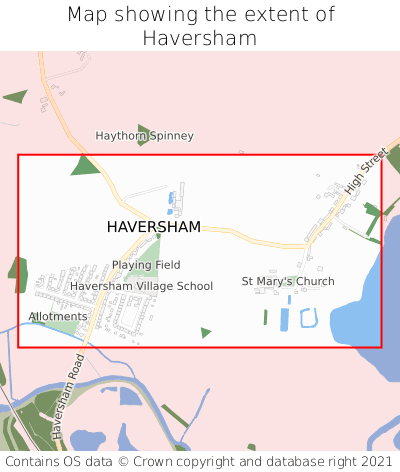 Map showing extent of Haversham as bounding box