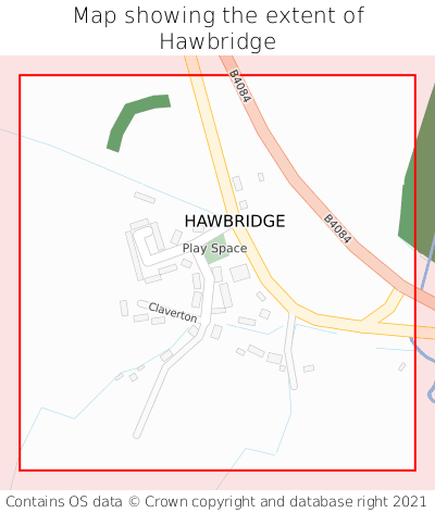 Map showing extent of Hawbridge as bounding box