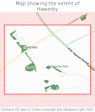 Map showing extent of Hawerby as bounding box