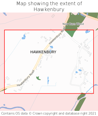 Map showing extent of Hawkenbury as bounding box