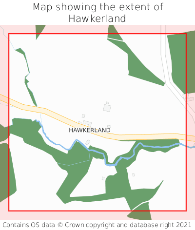 Map showing extent of Hawkerland as bounding box