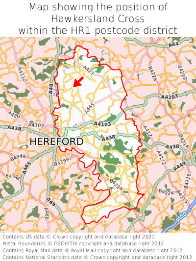 Map showing location of Hawkersland Cross within HR1
