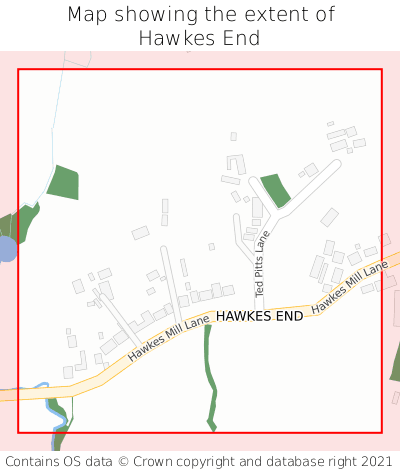 Map showing extent of Hawkes End as bounding box