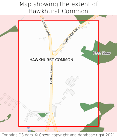 Map showing extent of Hawkhurst Common as bounding box