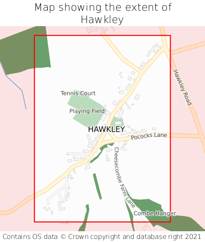 Map showing extent of Hawkley as bounding box