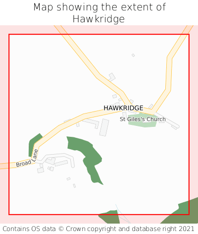 Map showing extent of Hawkridge as bounding box