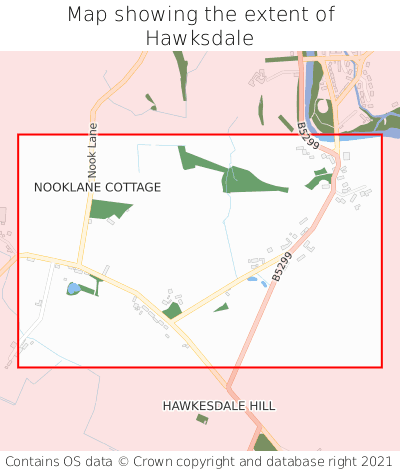 Map showing extent of Hawksdale as bounding box