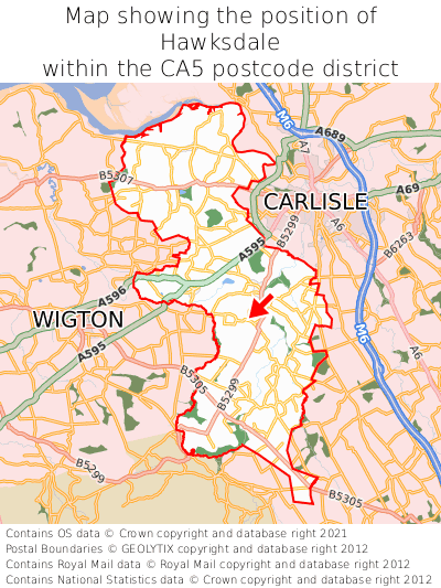 Map showing location of Hawksdale within CA5