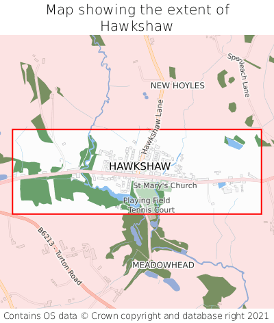 Map showing extent of Hawkshaw as bounding box