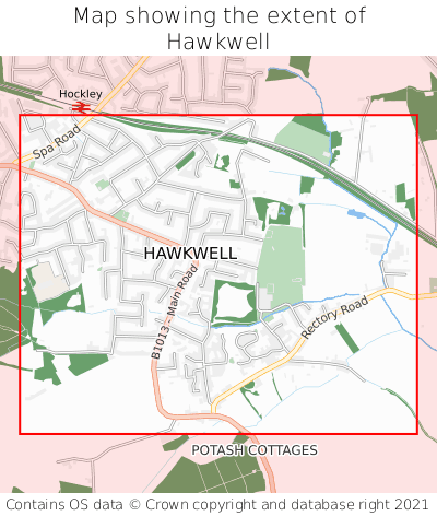 Map showing extent of Hawkwell as bounding box
