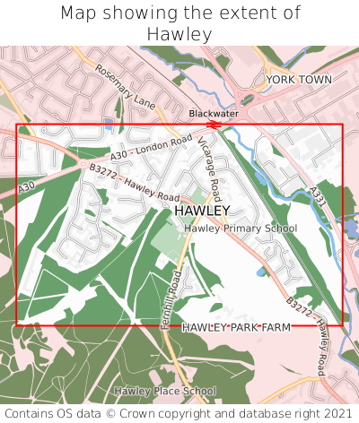 Map showing extent of Hawley as bounding box