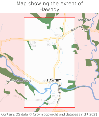 Map showing extent of Hawnby as bounding box