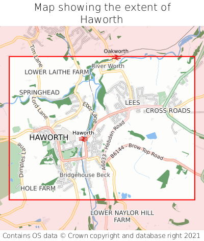 Map showing extent of Haworth as bounding box