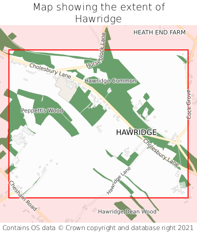 Map showing extent of Hawridge as bounding box
