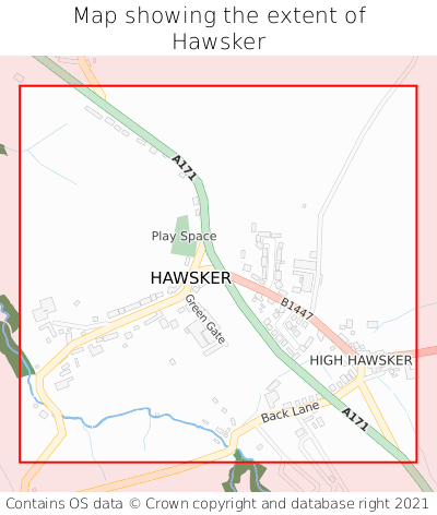 Map showing extent of Hawsker as bounding box