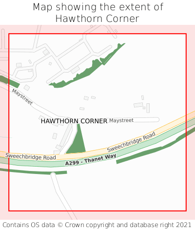 Map showing extent of Hawthorn Corner as bounding box