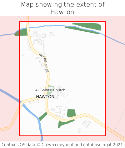 Map showing extent of Hawton as bounding box