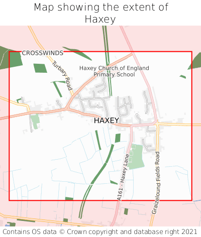 Map showing extent of Haxey as bounding box