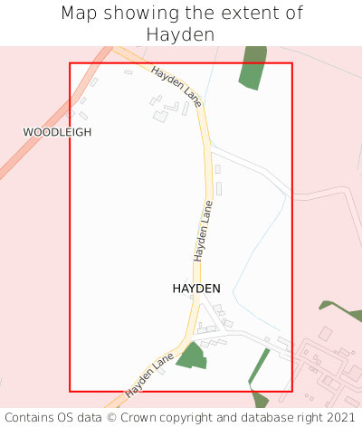Map showing extent of Hayden as bounding box
