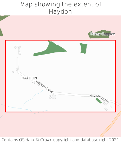Map showing extent of Haydon as bounding box