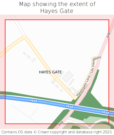 Map showing extent of Hayes Gate as bounding box