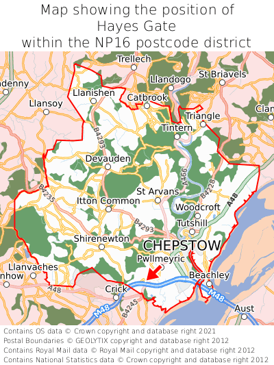 Map showing location of Hayes Gate within NP16