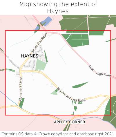 Map showing extent of Haynes as bounding box
