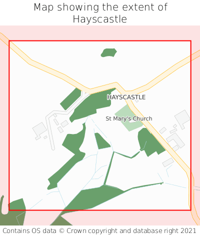 Map showing extent of Hayscastle as bounding box