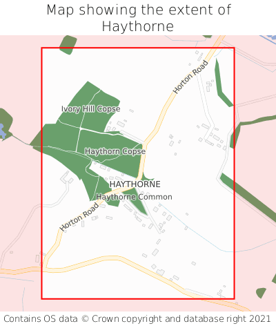 Map showing extent of Haythorne as bounding box