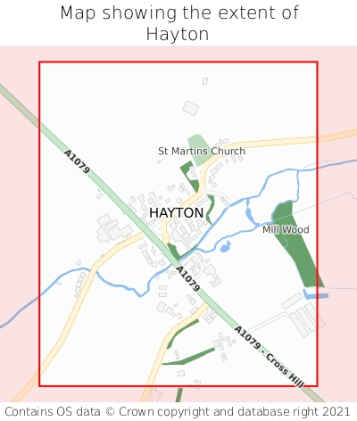 Map showing extent of Hayton as bounding box