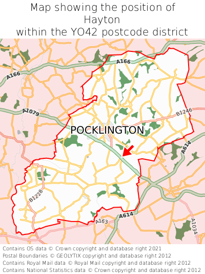 Map showing location of Hayton within YO42