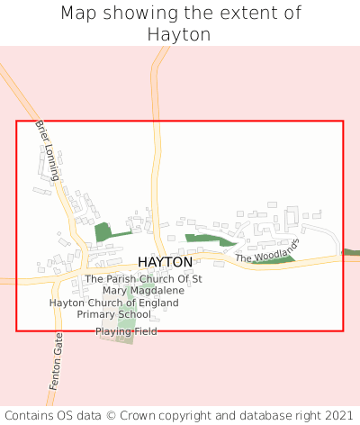 Map showing extent of Hayton as bounding box