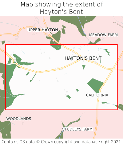 Map showing extent of Hayton's Bent as bounding box