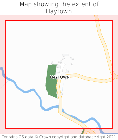 Map showing extent of Haytown as bounding box
