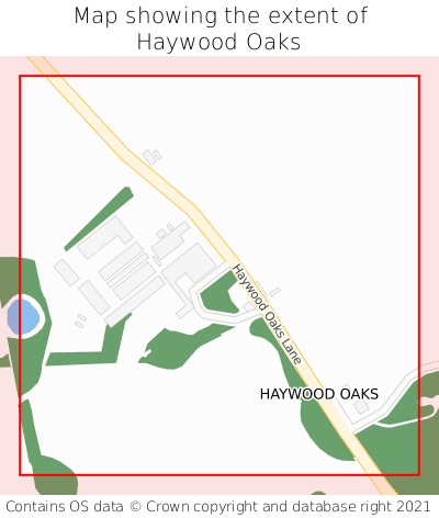 Map showing extent of Haywood Oaks as bounding box