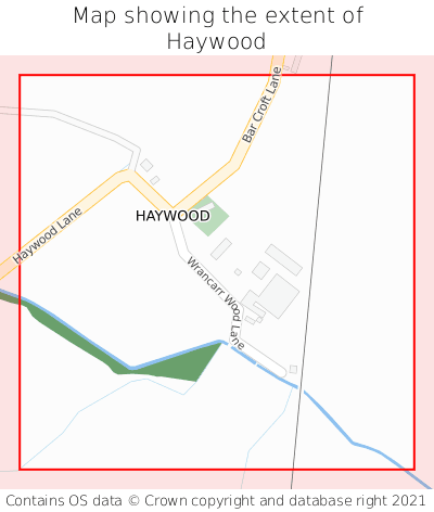 Map showing extent of Haywood as bounding box