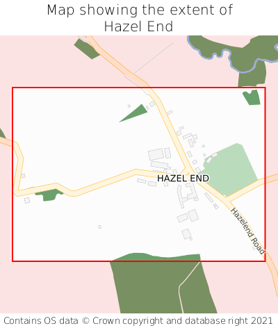 Map showing extent of Hazel End as bounding box