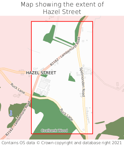 Map showing extent of Hazel Street as bounding box