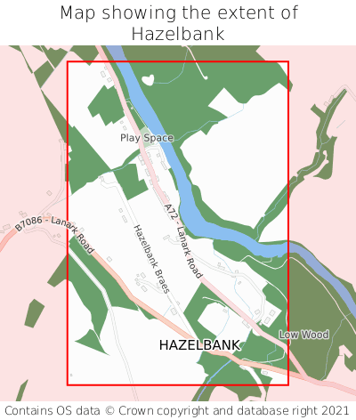 Map showing extent of Hazelbank as bounding box