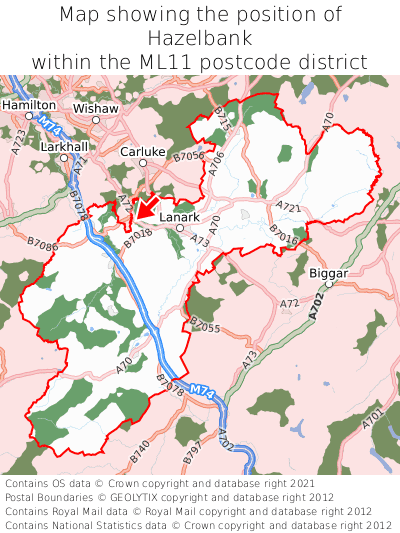 Map showing location of Hazelbank within ML11